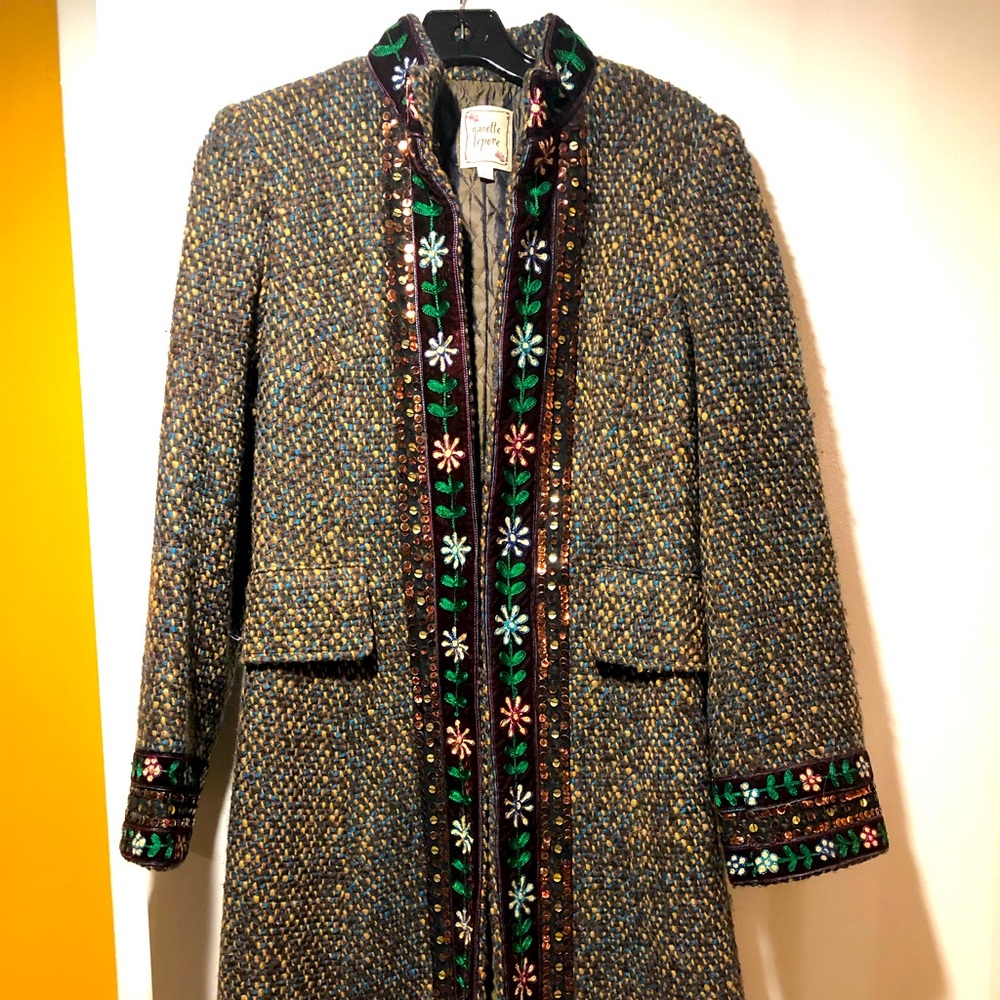 Embroidered Boucle Tweed Coat, Lined - Nanette Lepore